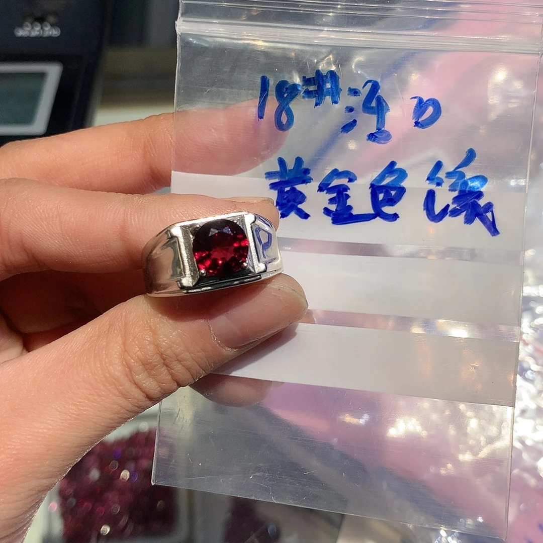 戒指银S925镶嵌石榴石
