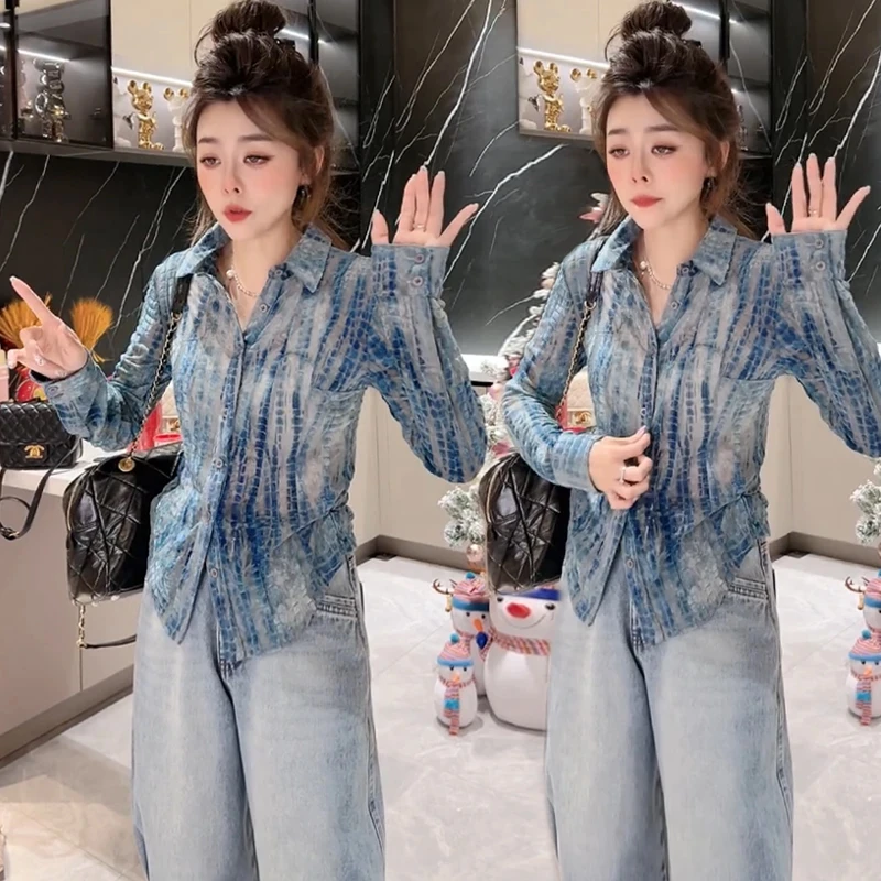 欧洲站复古老钱风植绒衬衫女宽松时尚气质百搭衬衣时髦显瘦上衣