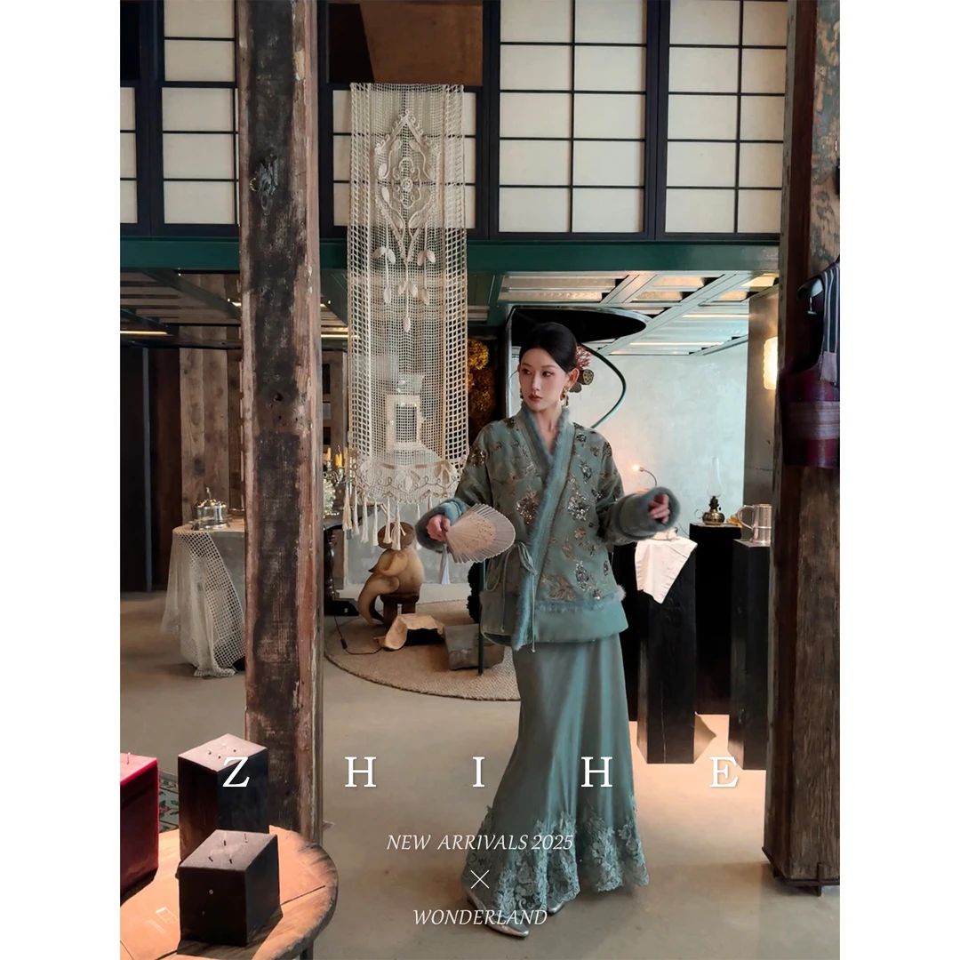 无艳一禾【东方镜】新中式原创丝绒半裙