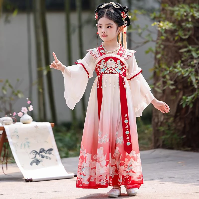 女童古风汉服超仙2025新款夏季薄款中国风连衣裙儿童