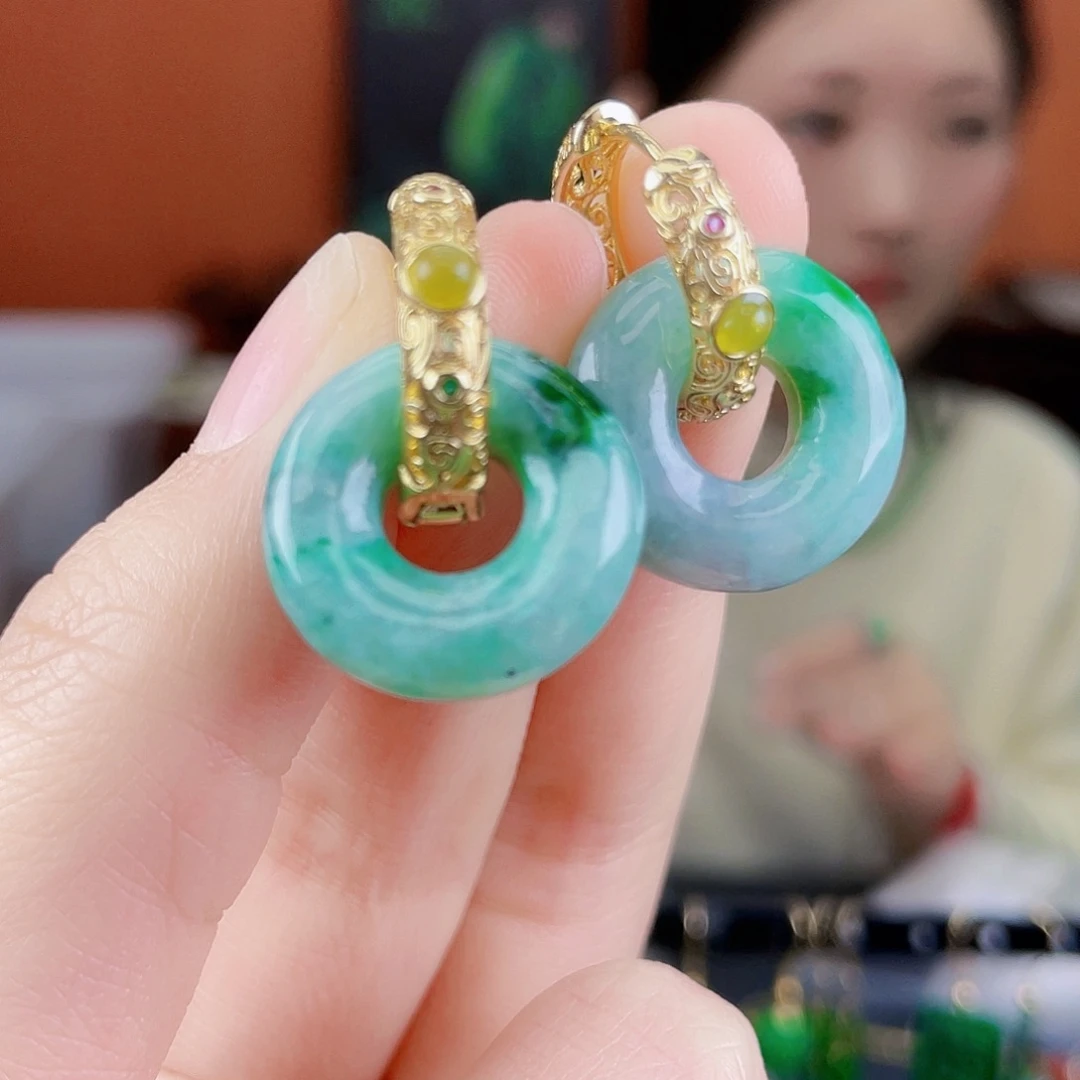 翡翠未镶嵌耳饰饰品