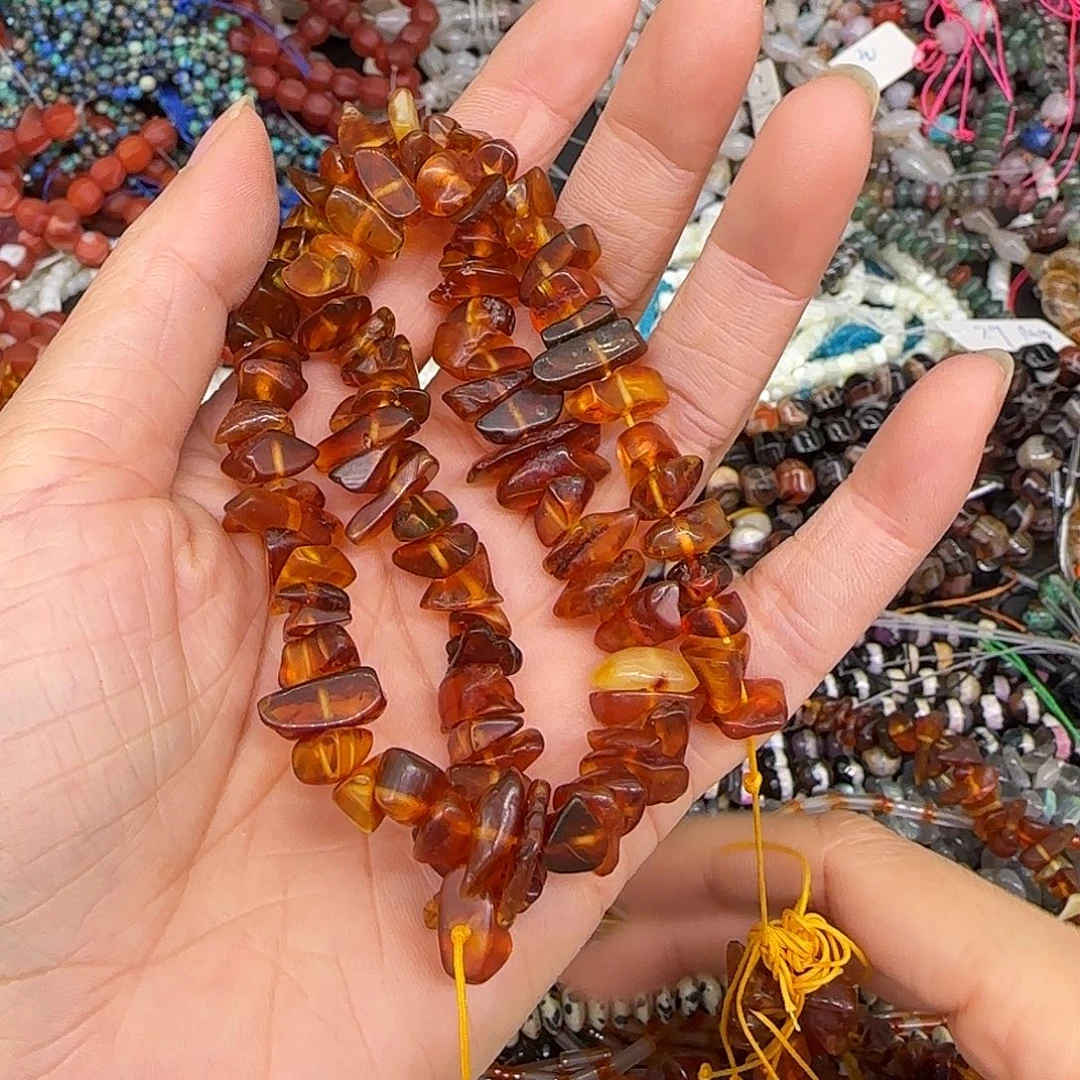 玛瑙/玉髓合金珠宝半成品蜜蜡随形8-10mm一条