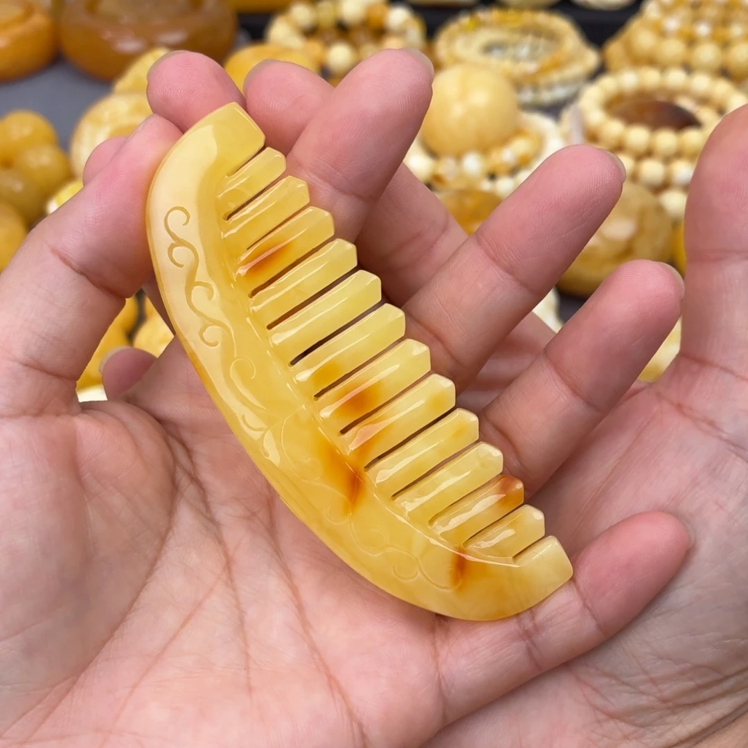 琥珀未镶嵌裸石梳子
