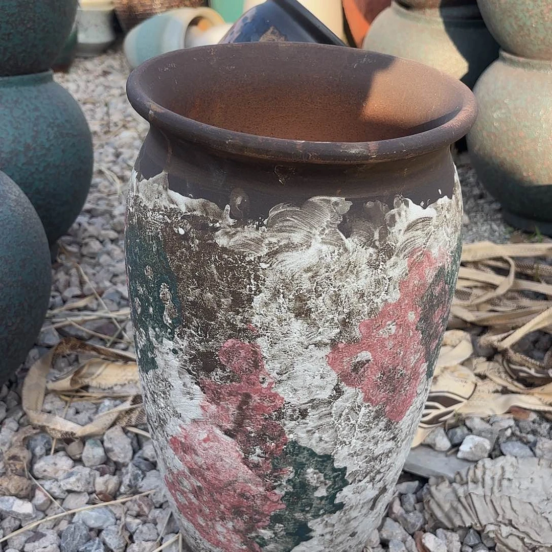 紫砂花盆口径22高40一个油画