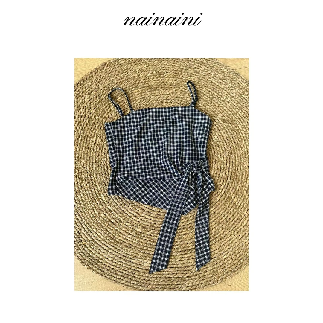 奈奈妮【艺术静奢】单吊带女2025小个子秋季新款气质显瘦百搭3816