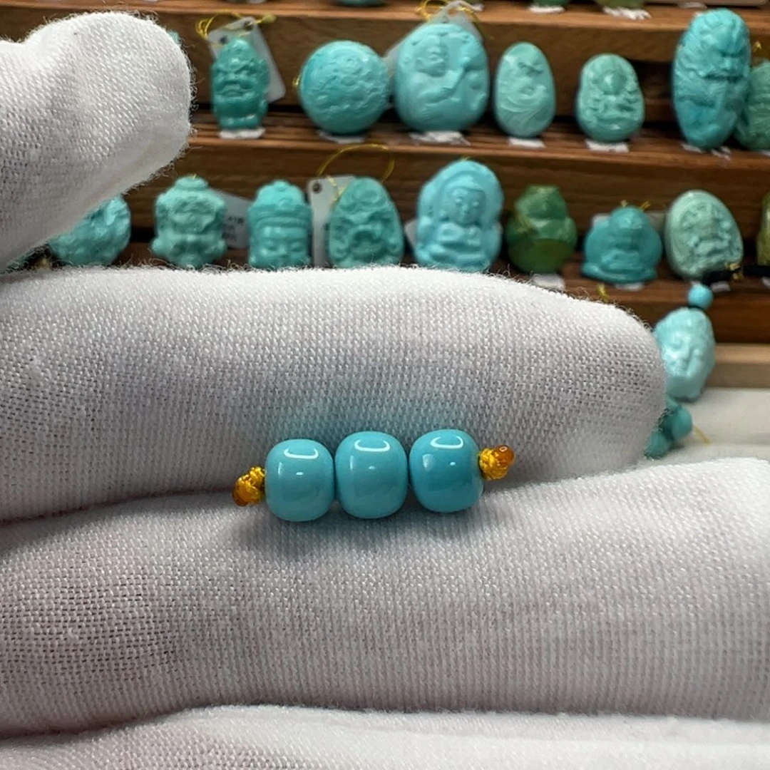 未镶嵌绿松石老型珠套装6.3mm