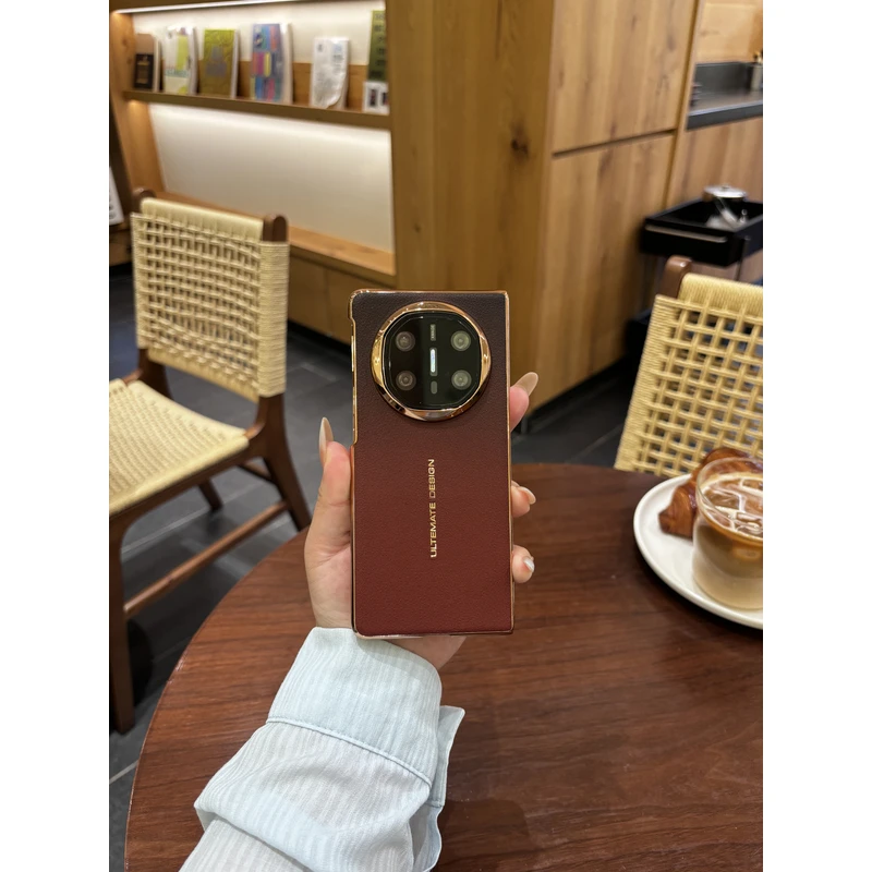 适用华为MateX7/MateX6纯皮定制款渐变折叠屏x5手机壳大孔镜头