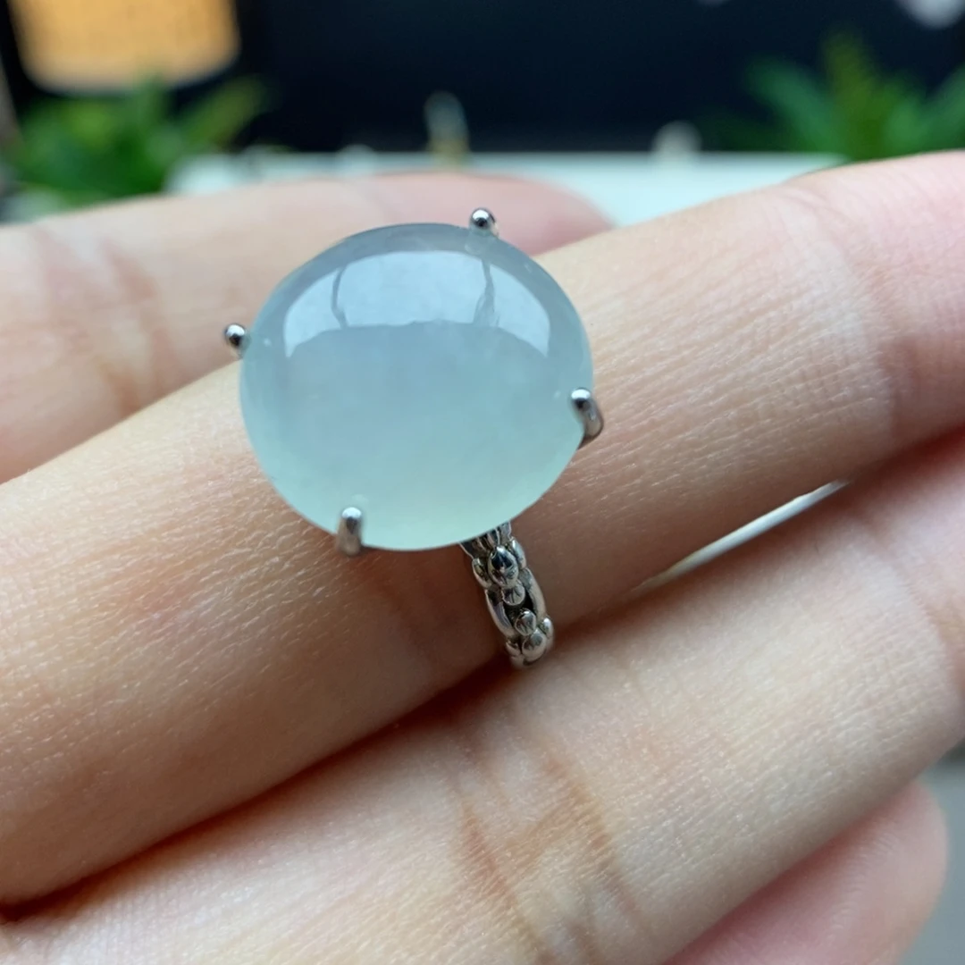 翡翠银S925镶嵌颈饰戒指