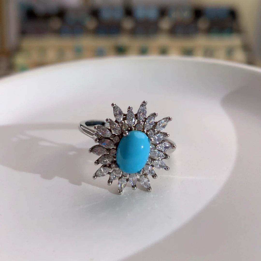 银S925镶嵌绿松石戒指