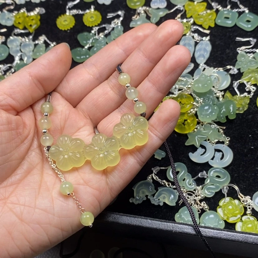 【闪购商品】蛇纹石玉挂件耳饰耳环项链未镶嵌