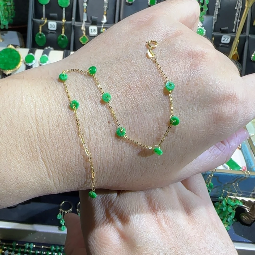 翡翠18K金镶嵌颈饰手链