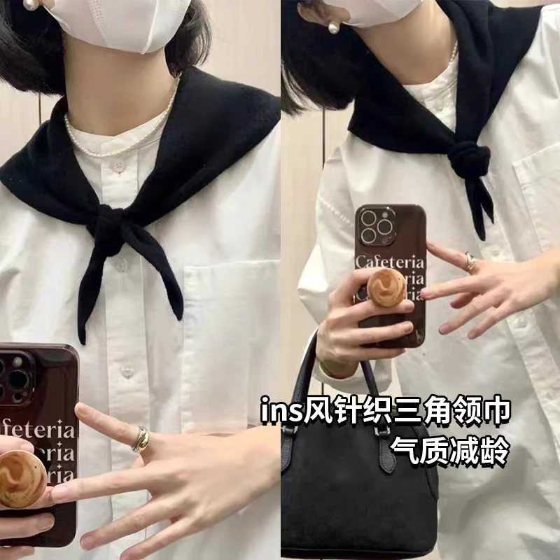 韩系～极简百搭100纯山羊绒三角巾披肩保暖护颈围脖