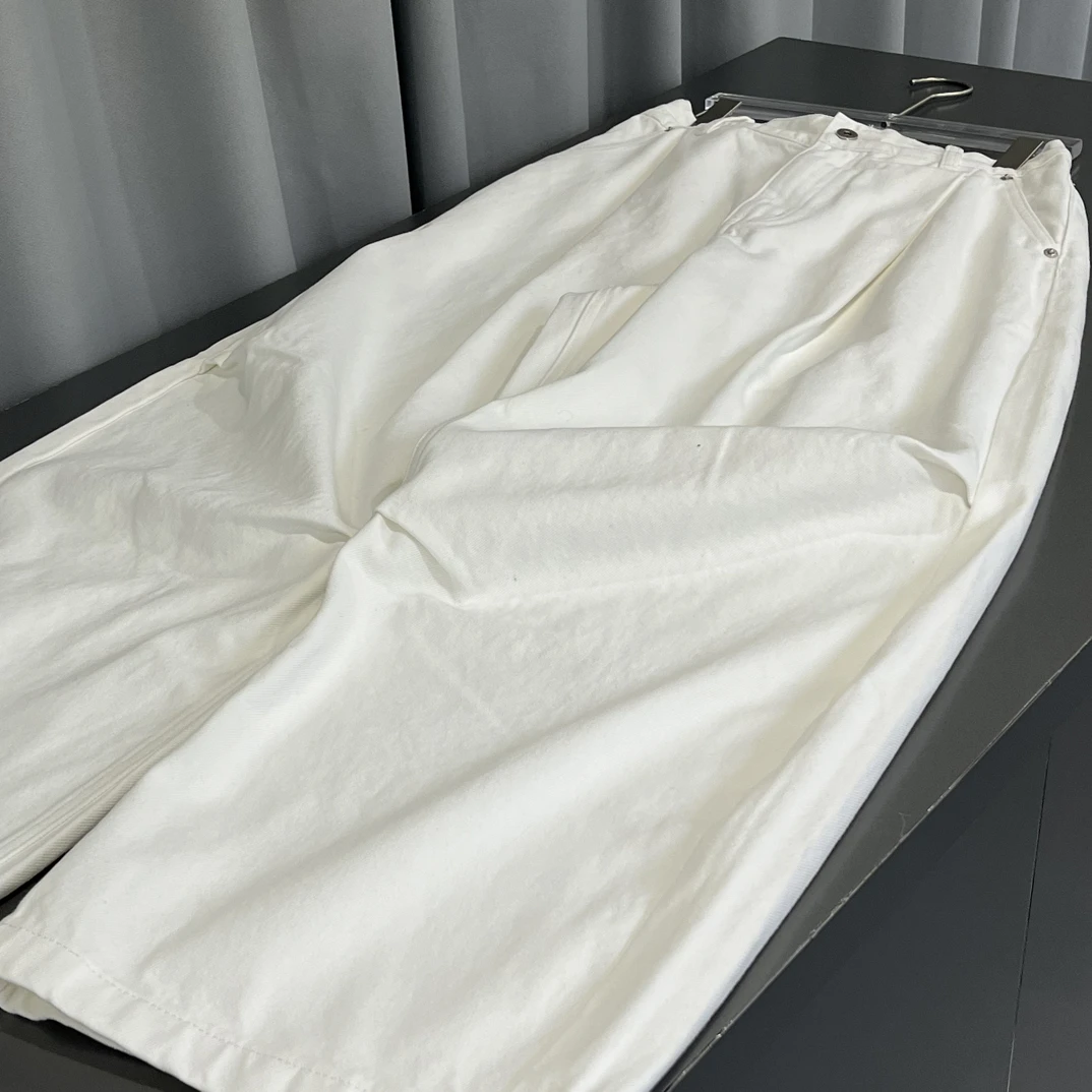 直筒阔腿白牛 抓绒男款 长裤秋冬小众休闲牛仔裤