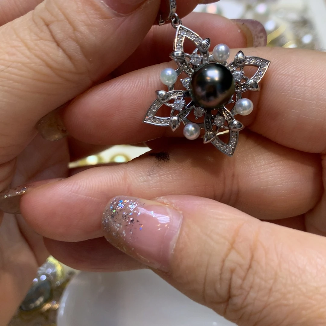 海水珍珠银S925镶嵌颈饰