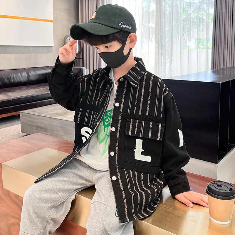 儿童装男童时髦秋装牛仔外套新款上衣春秋款帅气YS22335