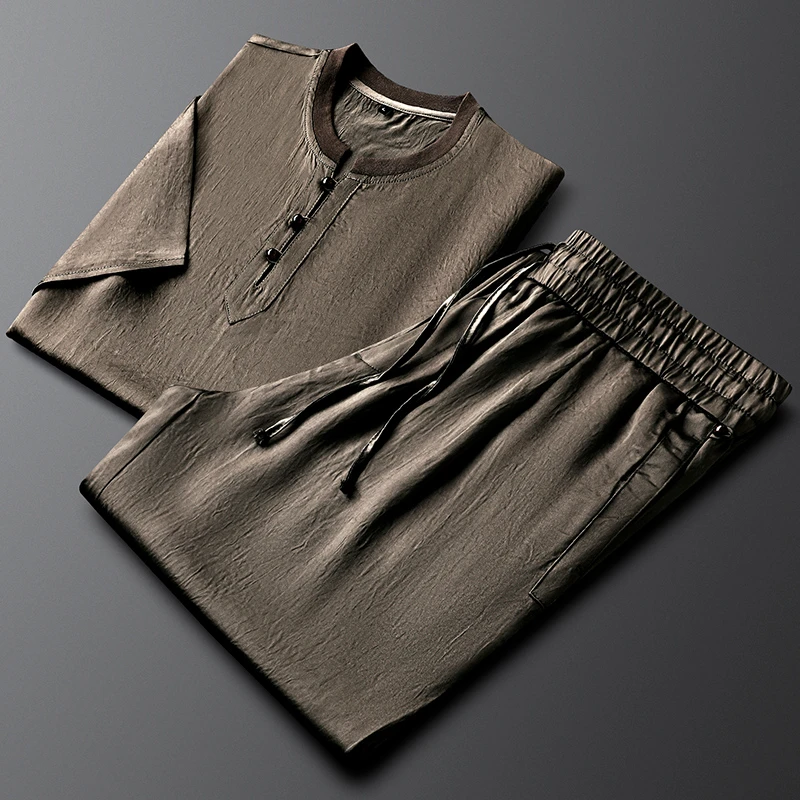 轻奢高级感裤子醋酸潮流裤男款柔软舒适直筒宽松爆款轻薄透气长裤