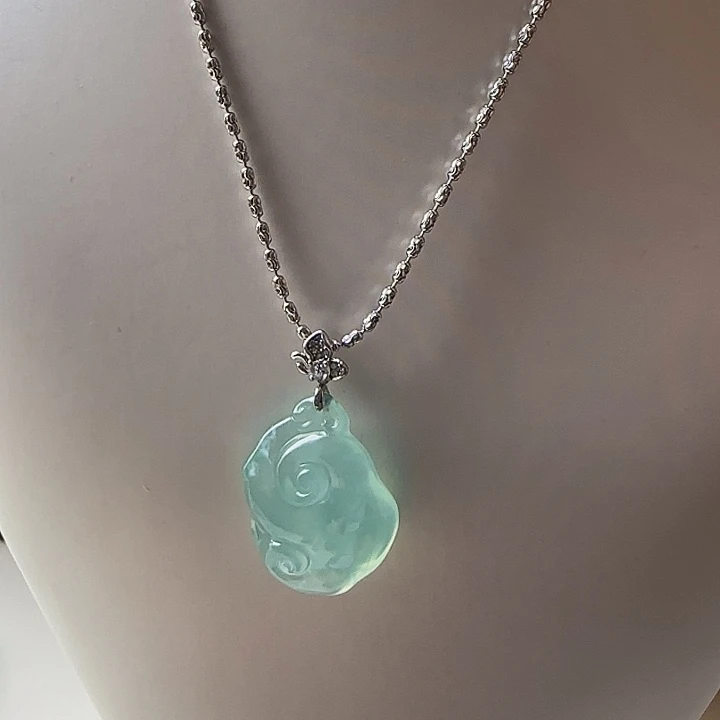 岫玉银S925镶嵌吊坠(不含链)