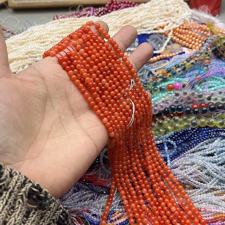 玛瑙/玉髓珠宝半成品未镶嵌一条4mm南红