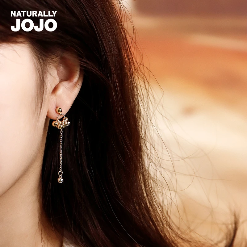 铜合金耳饰 ins个性时尚轻奢高级感小球流苏耳环女小众设计感耳饰