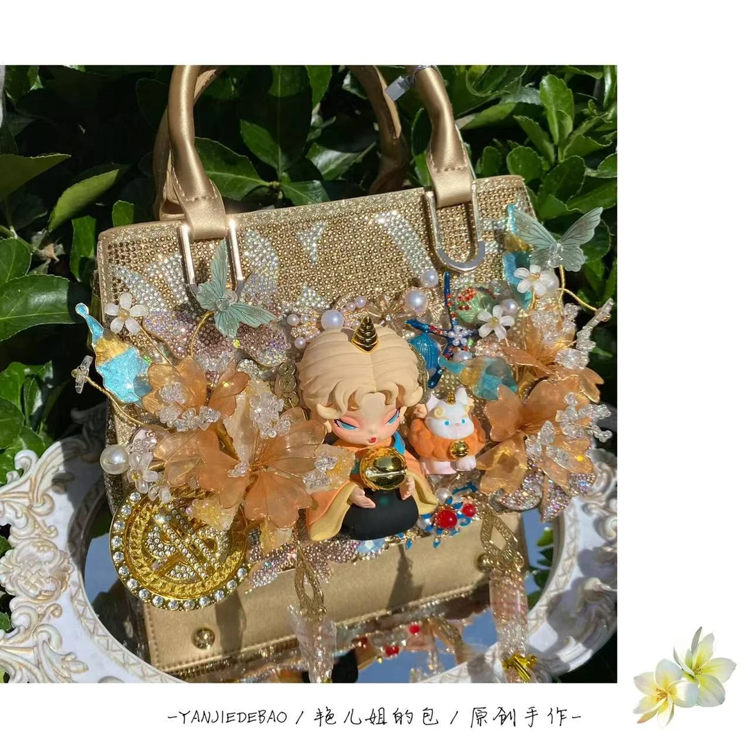 超闪全钻金色手作娃包手工包貔貅时尚网红款大容量
