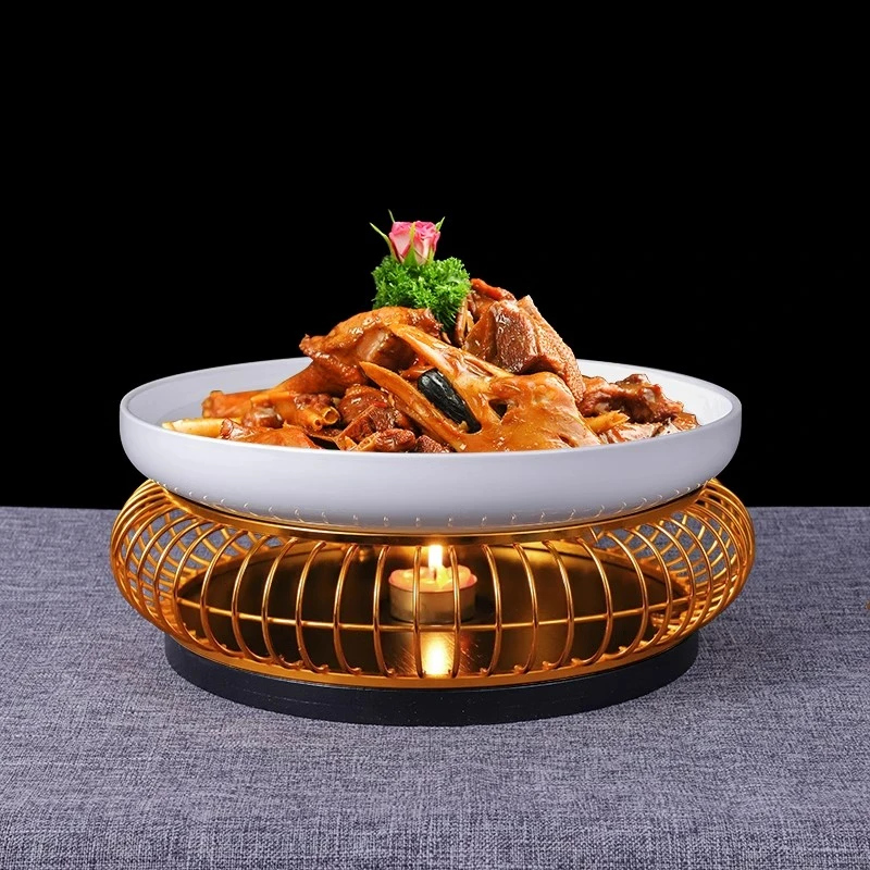 酒店中厨陶瓷热菜深汤盘特色会所意境菜创意保温炉农家乐明档菜盘