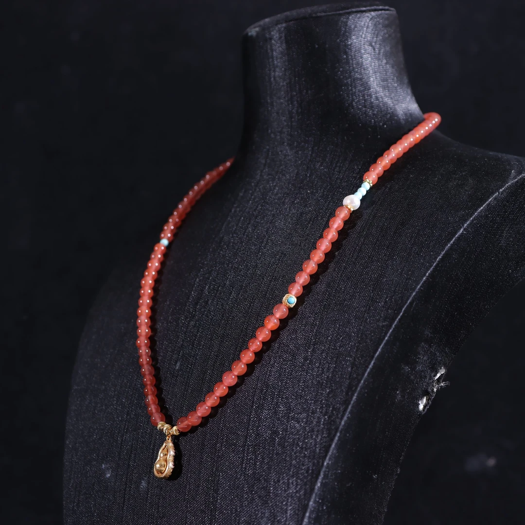 原矿南红旋转葫芦项链4mm（多样性发货，拍一发一）