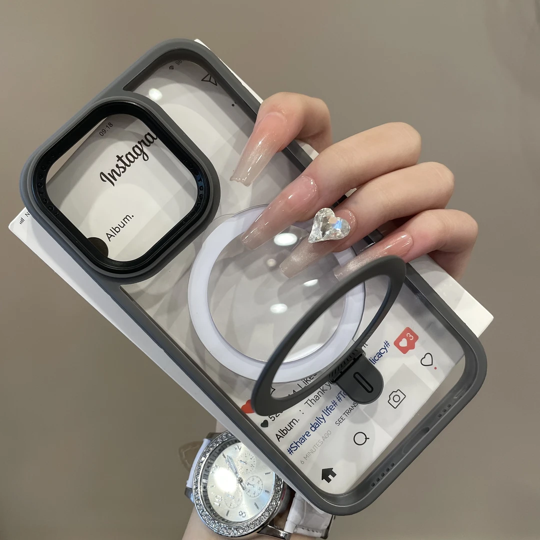 折叠磁吸支架高级创意适用苹果16手机壳iPhone15简约新款14promax