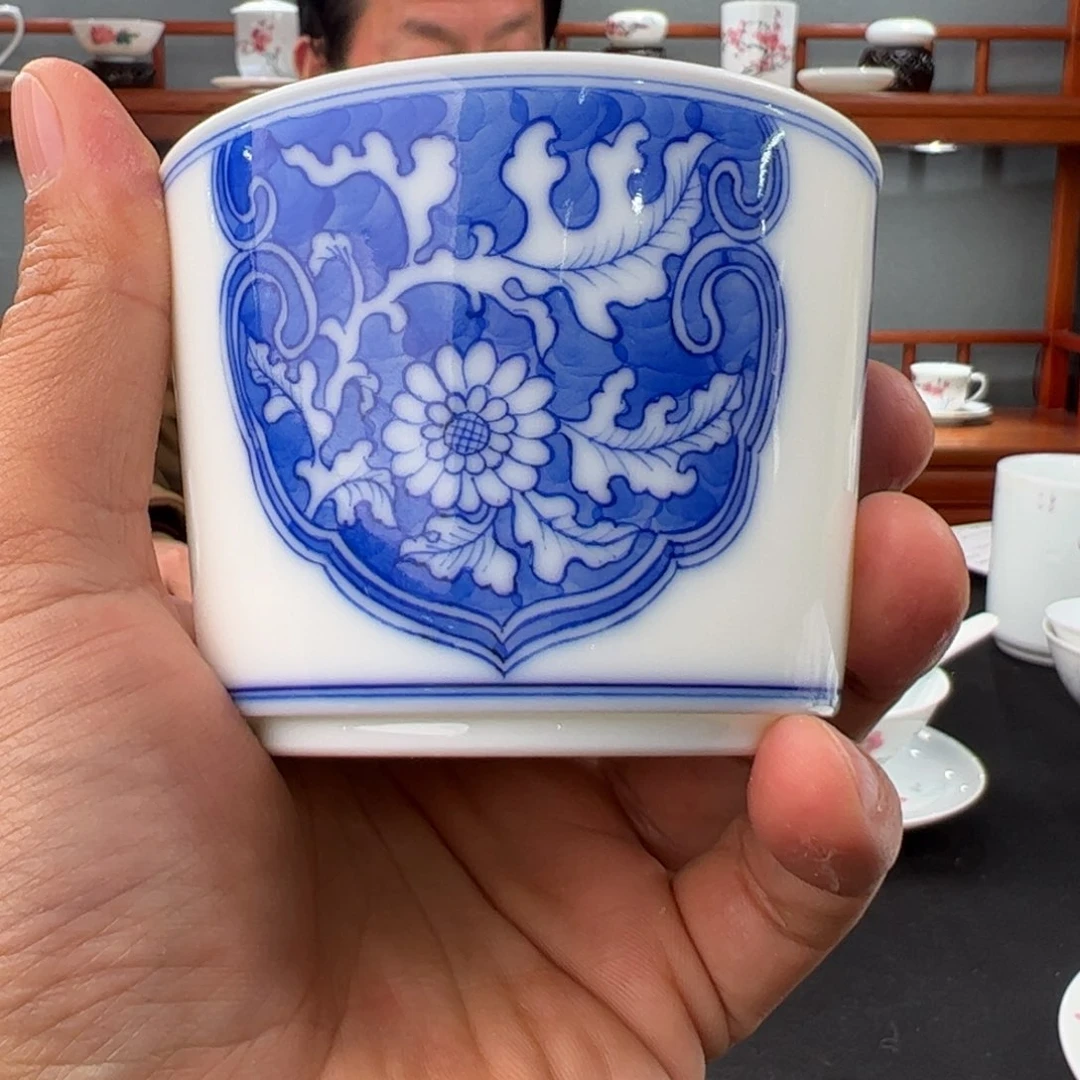 柴窑青花书卷杯一级品