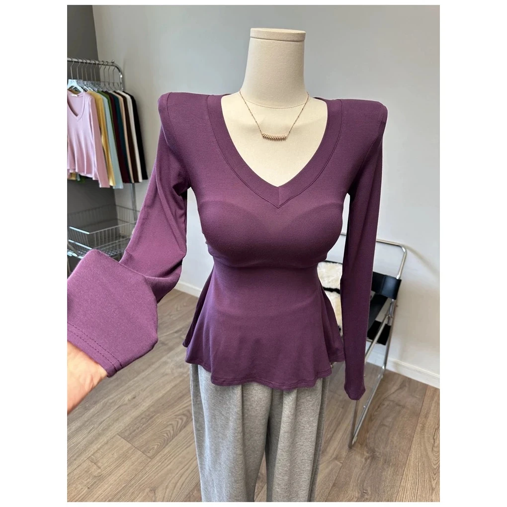 打底衫显瘦内搭百搭小众修身V领设计感气质时尚性感紧身洋气纯欲