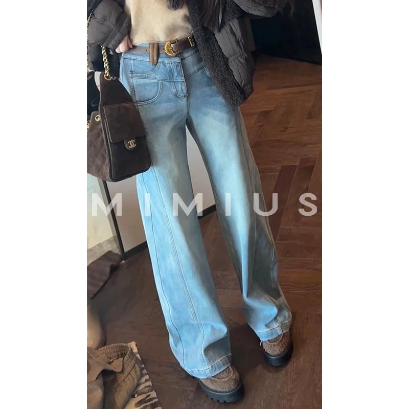 【mimius】P 秋冬加绒本命裤高弹显瘦分割线牛仔裤 WG10024