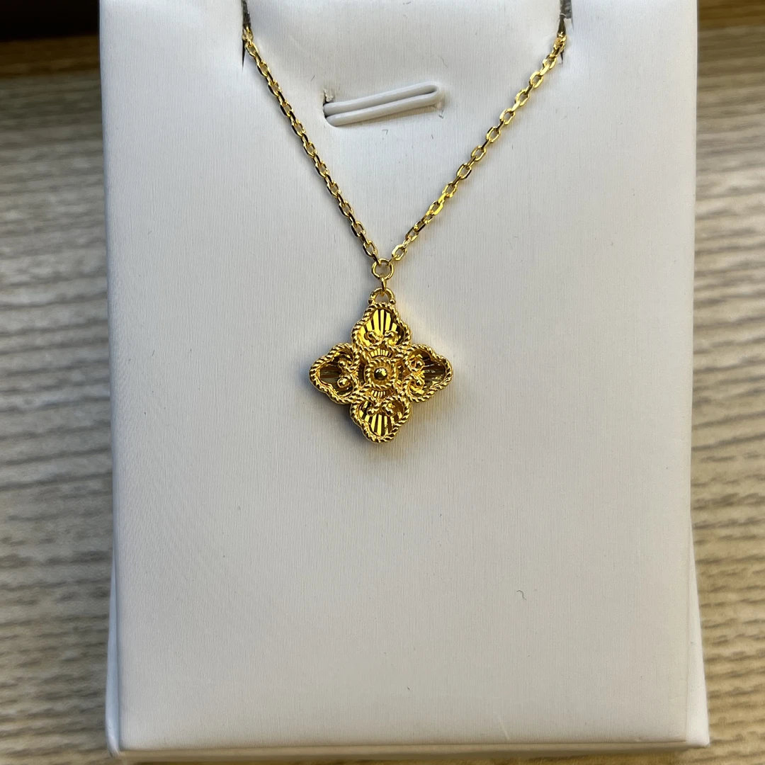 纯万福足金999黄金5g工艺布契拉提双面套链精致