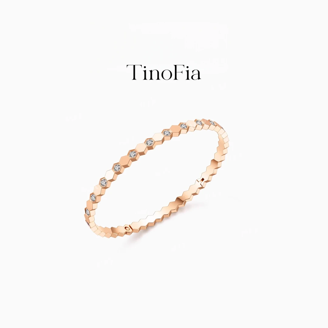 925银手镯 Tino&Fia 时尚轻奢简约百搭蜂巢手镯 七夕礼物