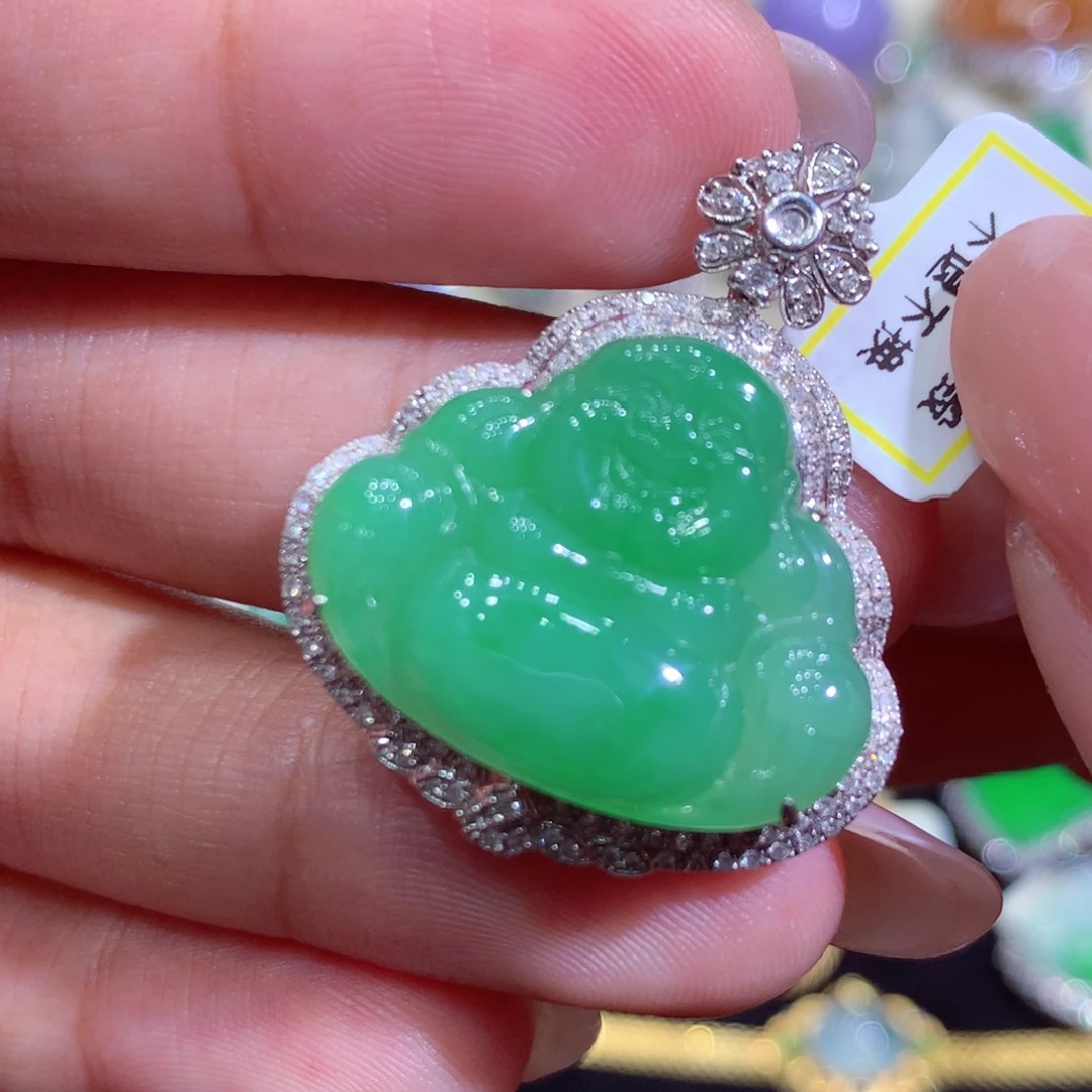 翡翠18K金镶嵌吊坠(不含链)