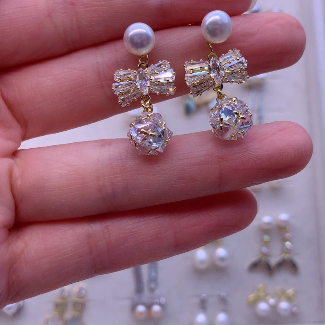 合金淡水珍珠耳饰