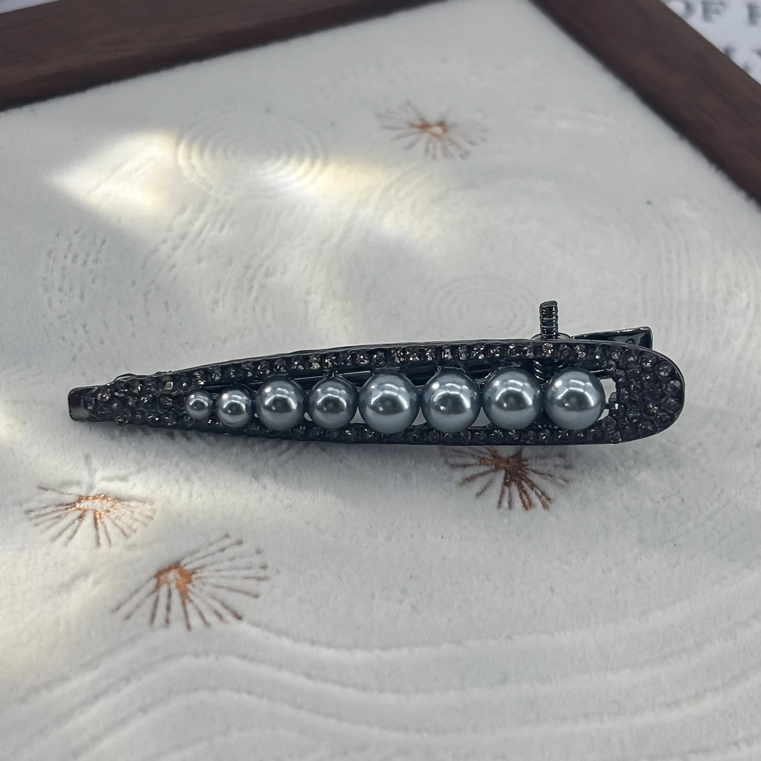 【HP·轻奢】复古珍珠压夹5.8CM-1010