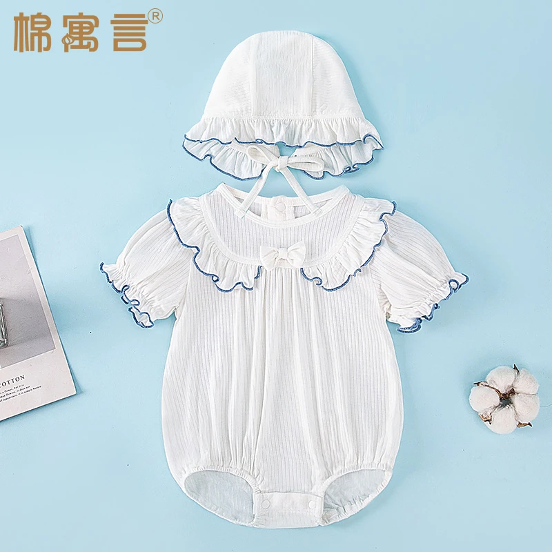 宝宝夏季包屁衣薄款短袖连体衣婴儿优可丝三角哈衣小清新爬服睡衣