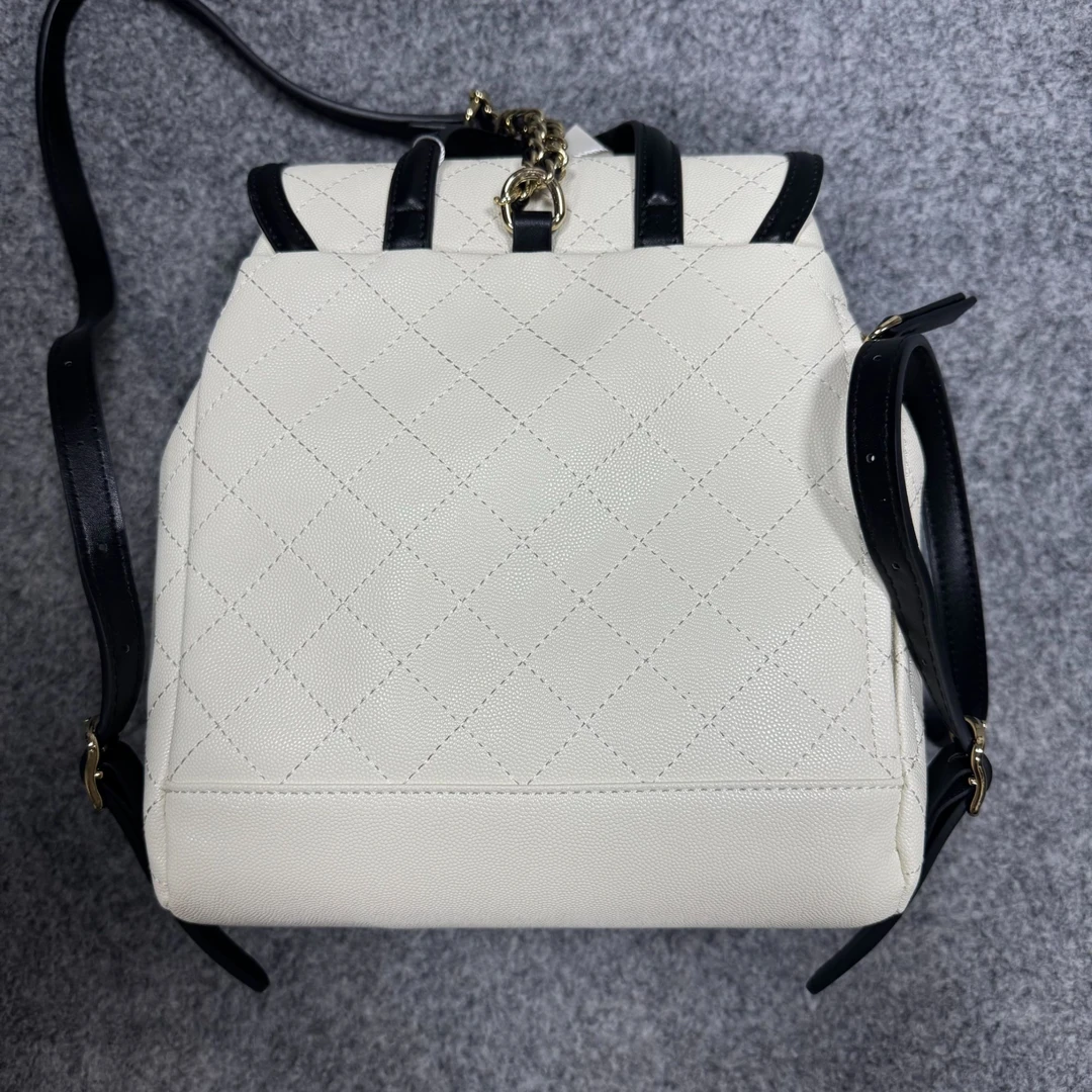 TOLEX2025新款手工女包休闲时尚百搭大双肩白色22cm