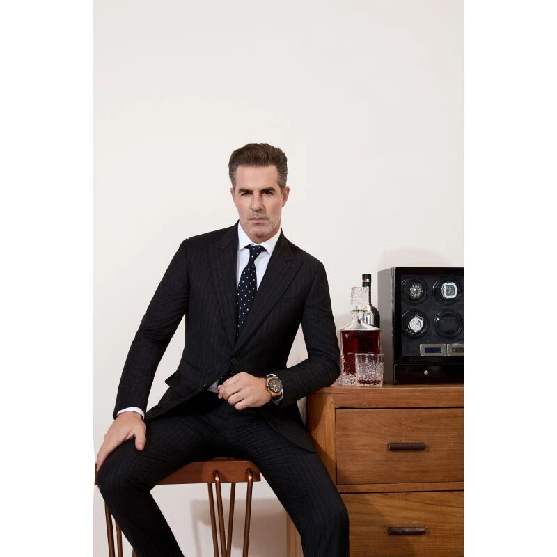 【洺瑞哥】戗驳领蓝条纹休闲商务西服110589922