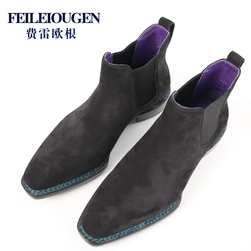 胎反绒切尔西靴子+固特异三线挪威缝高定款男鞋99857