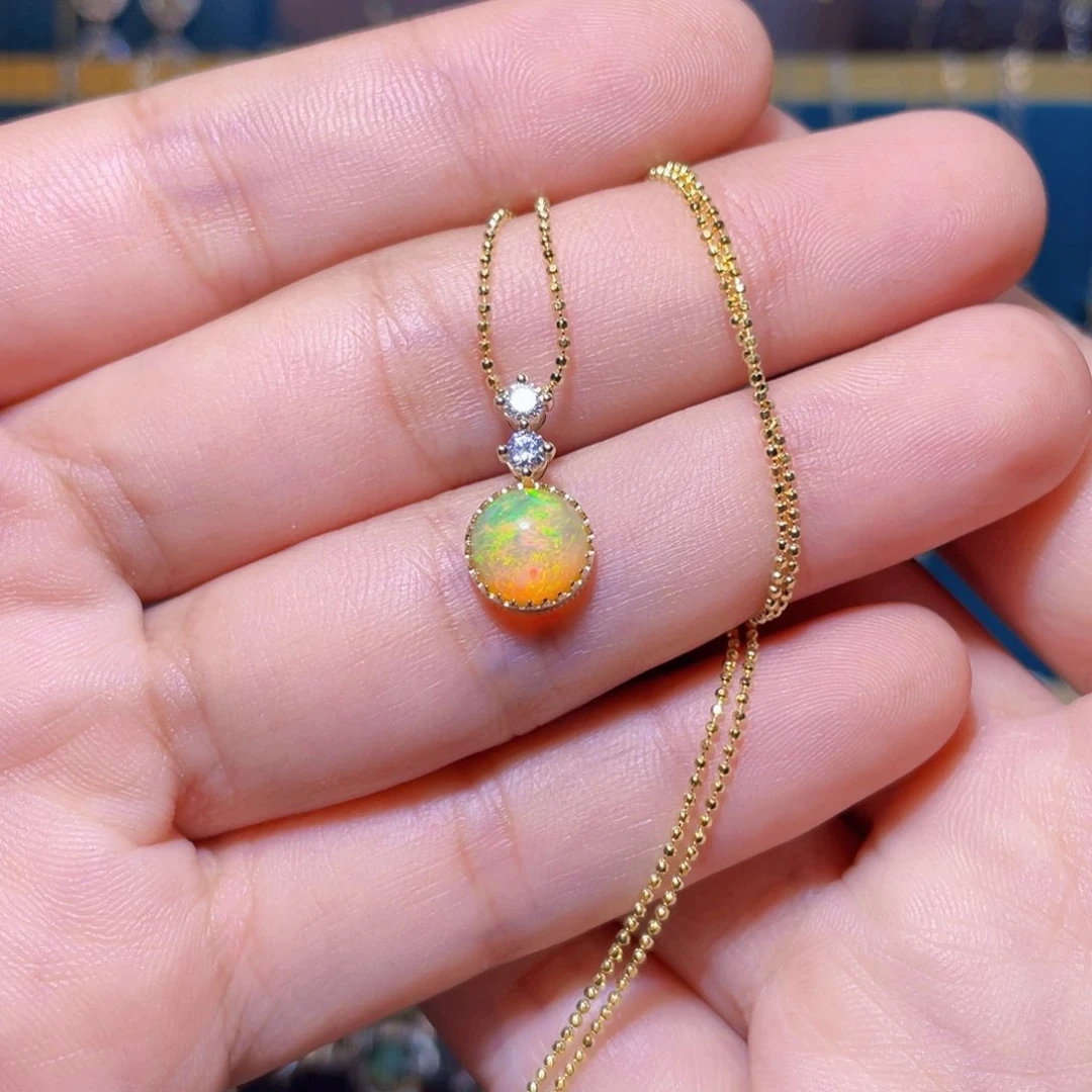 欧泊吊坠）18K金镶嵌啤****基