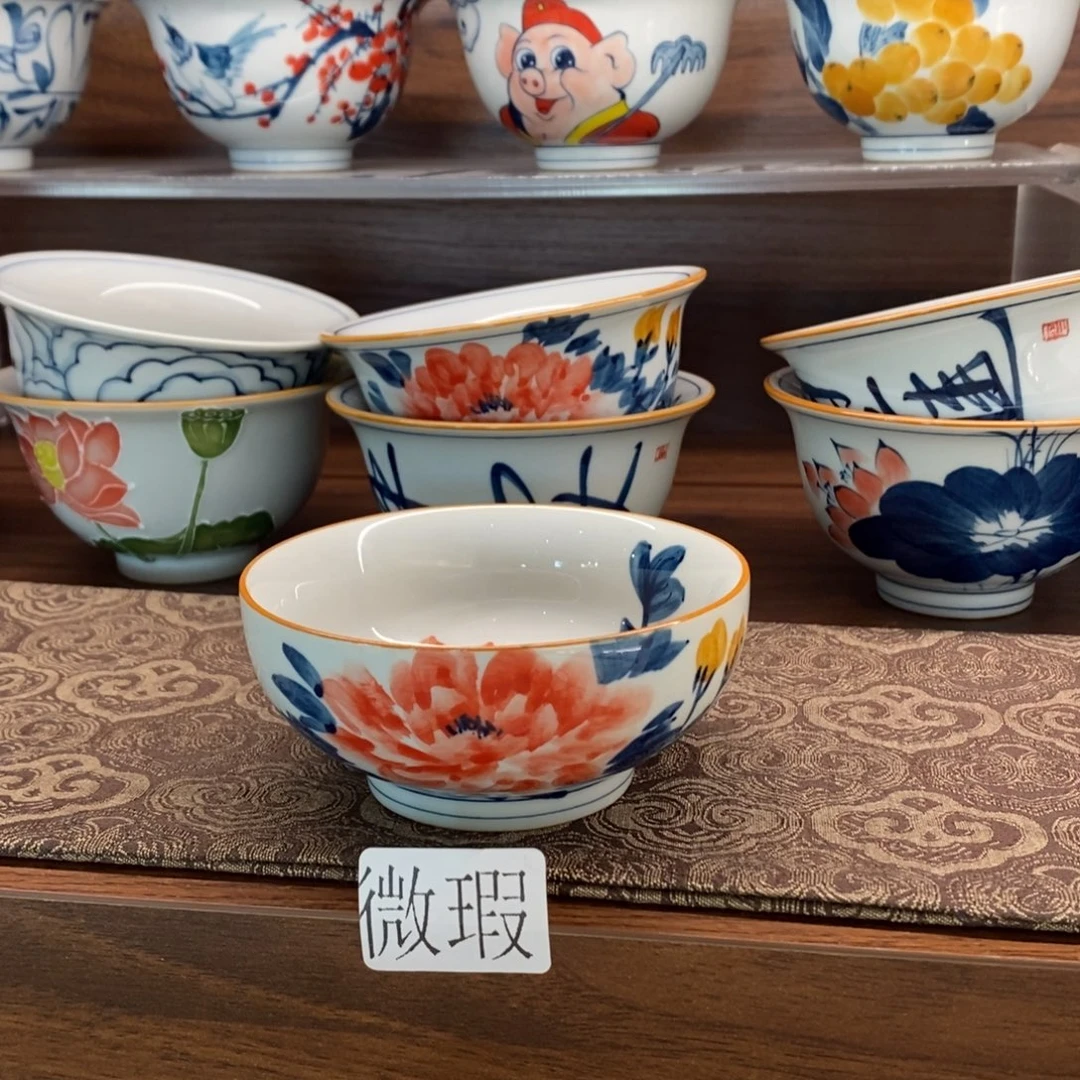 釉下手绘茶具微瑕