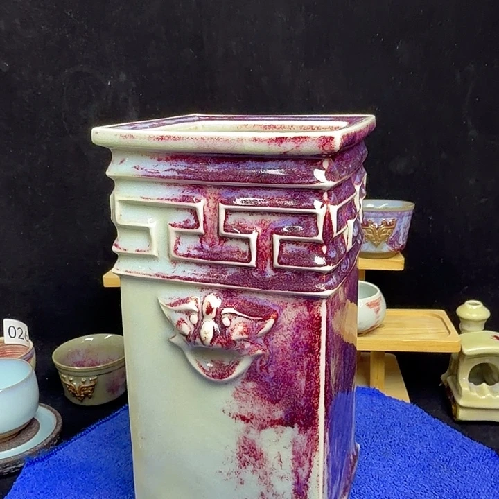 钧瓷窑变方尊漂亮