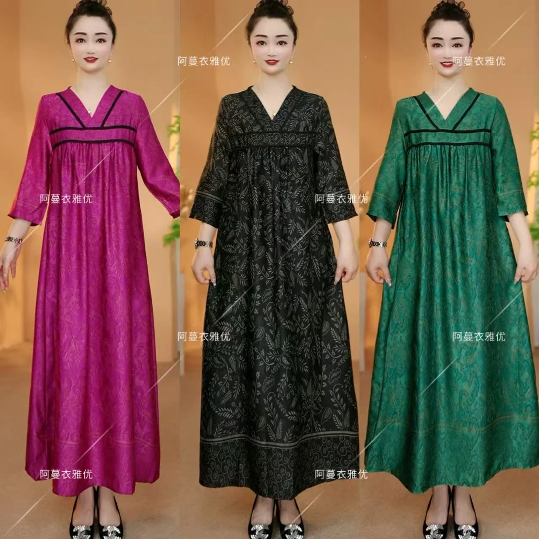 【衣雅严选】8189-2266#新款重磅高定云锦锻提花宽松大版连衣裙
