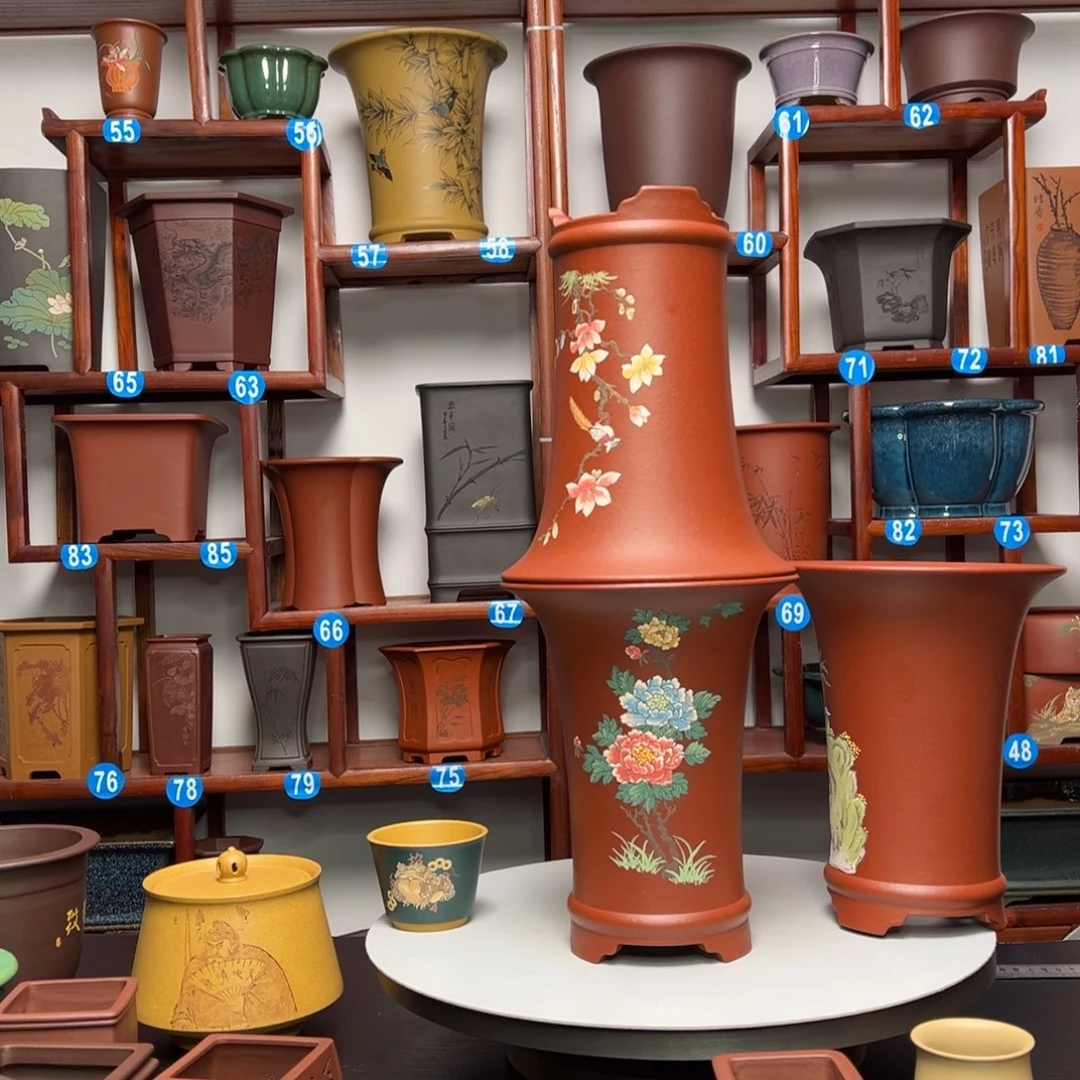 紫砂花盆昌***材圆盆花盆