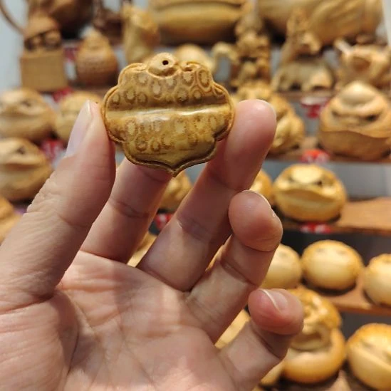 竹竹根雕如意锁挂件