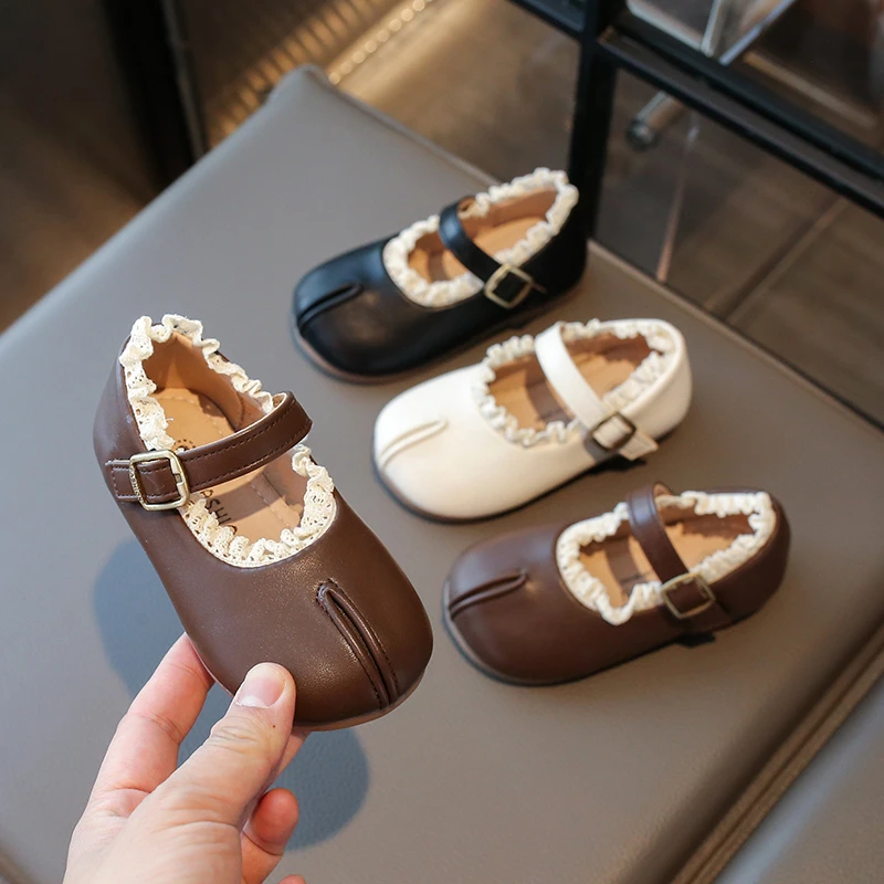 2025女童皮鞋春秋款韩版小香风花边公主风儿童软舒适底假分趾单鞋