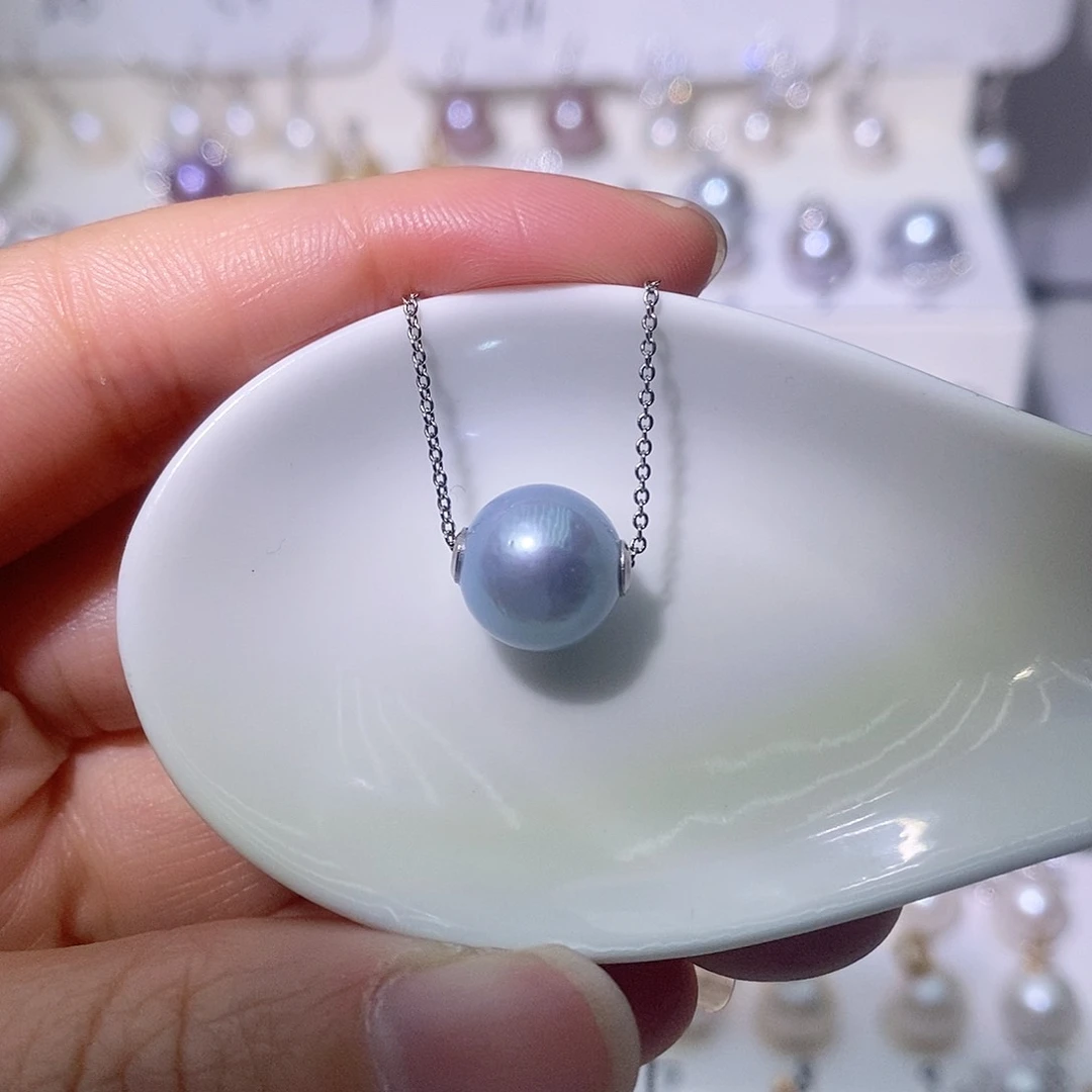 淡水珍珠吊坠(赠链)银S925镶嵌尺寸10/11毫米路路通