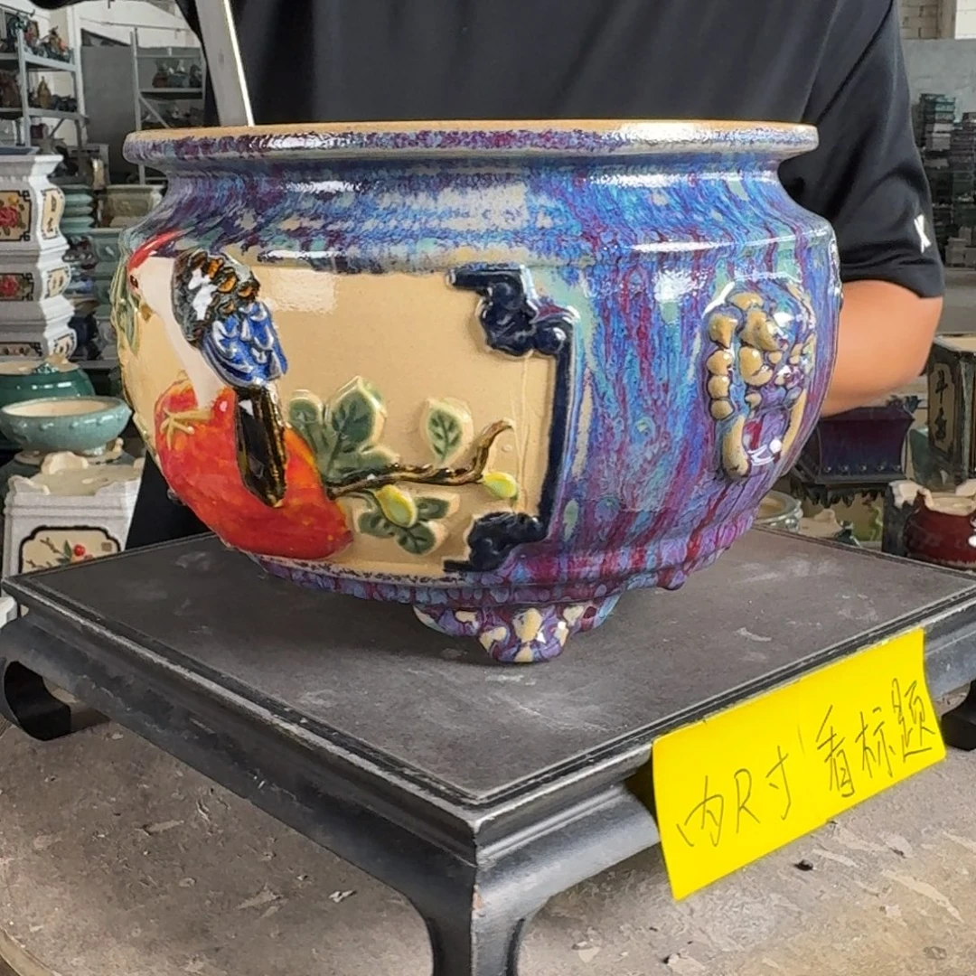 。一风堂石湾花盆 瑕疵高温裂 修胚痕迹 小收缩 内21*15