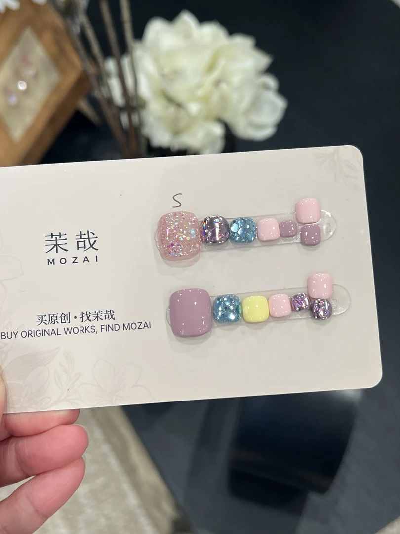 茉哉【星桃夜夜】手工定制美甲可拆卸穿戴脚甲A3814