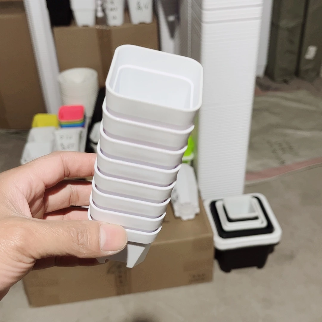 塑料加厚矮胖5方白色盆50个无托